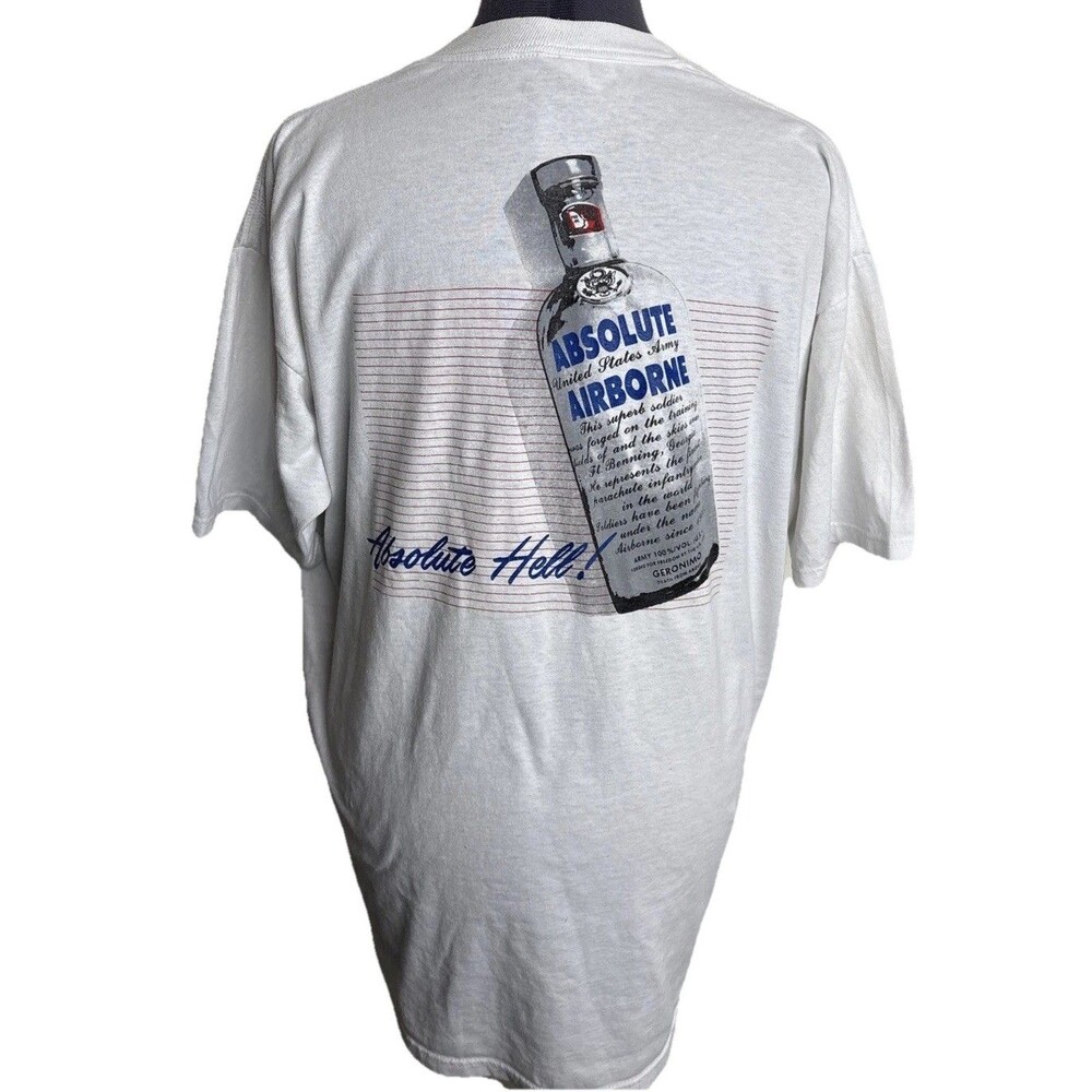 Vintage 90s Absolute‎ Airborne T Shirt Mens XL White US Army USA Made Rare